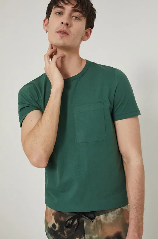 zielony T-shirt bawełniany męski gładki zielony Męski