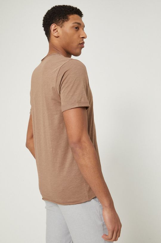 T-shirt bawełniany męski gładki beżowy 100 % Bawełna