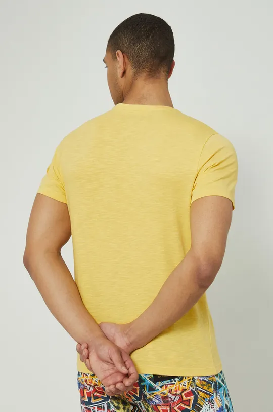 T-shirt bawełniany męski gładki żółty 100 % Bawełna