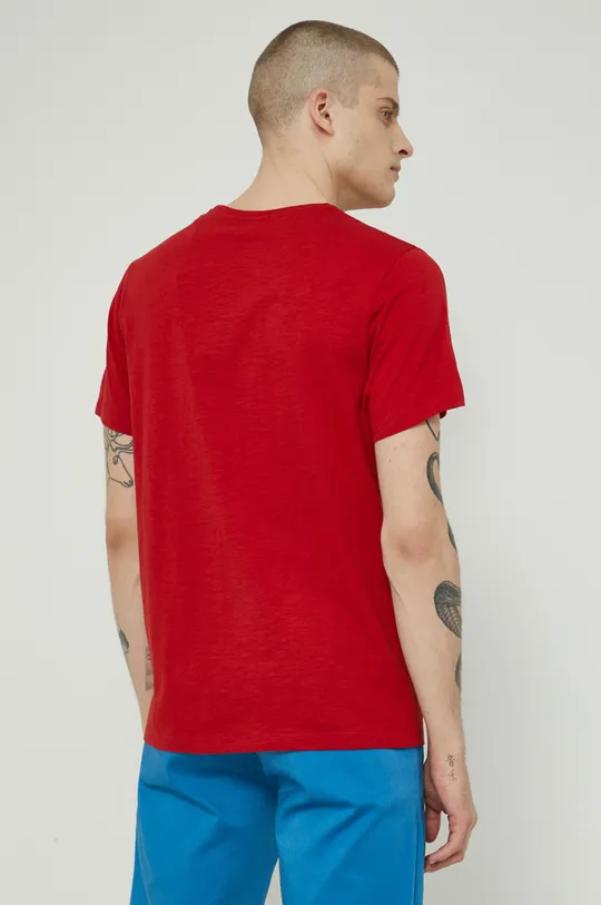T-shirt bawełniany męski gładki czerwony 100 % Bawełna