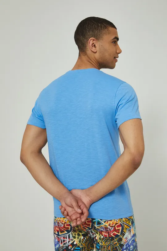T-shirt bawełniany męski gładki niebieski 100 % Bawełna