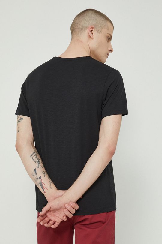 T-shirt bawełniany męski gładki czarny 100 % Bawełna