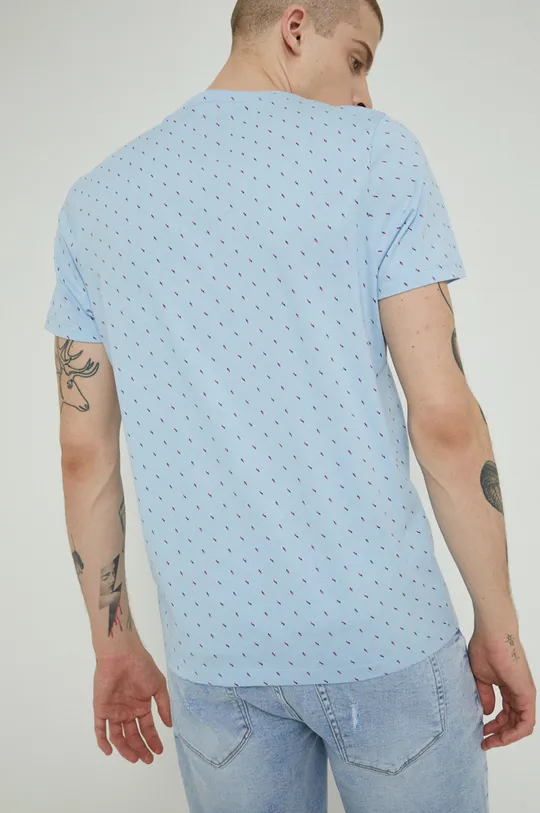 T-shirt bawełniany męski wzorzysty niebieski 100 % Bawełna