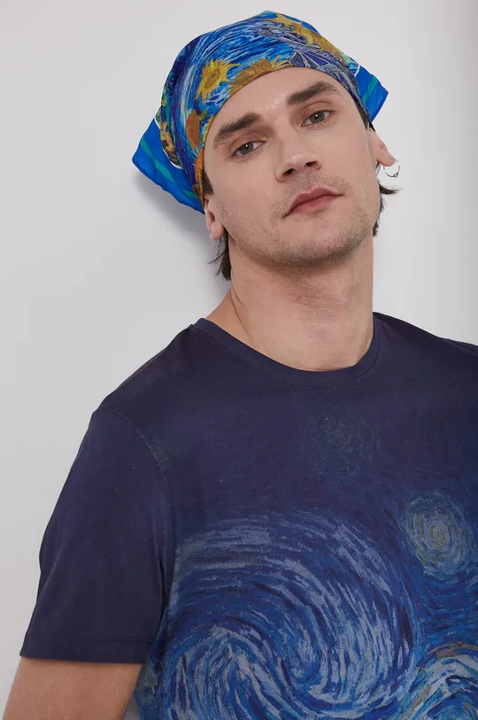 T-shirt bawełniany Eviva L'arte męski wzorzysty granatowy Męski