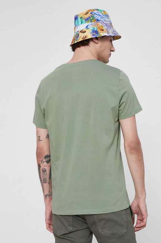 T-shirt bawełniany Eviva L'arte męski z nadrukiem zielony 100 % Bawełna