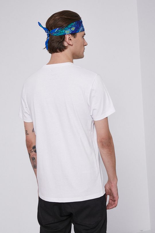 T-shirt bawełniany Eviva L'arte męski z nadrukiem biały 100 % Bawełna