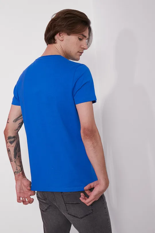 T-shirt bawełniany z nadrukiem niebieski 100 % Bawełna