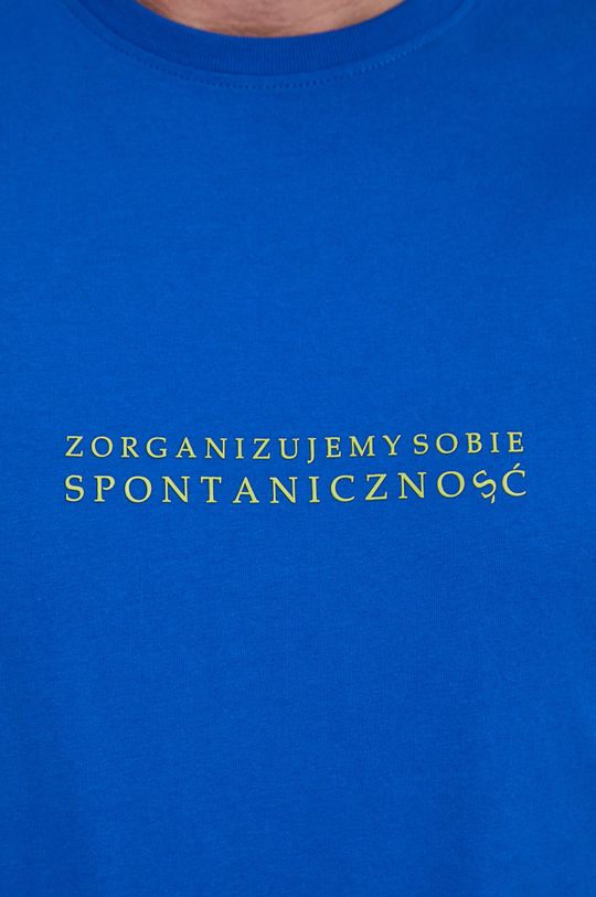 T-shirt bawełniany z nadrukiem niebieski Męski