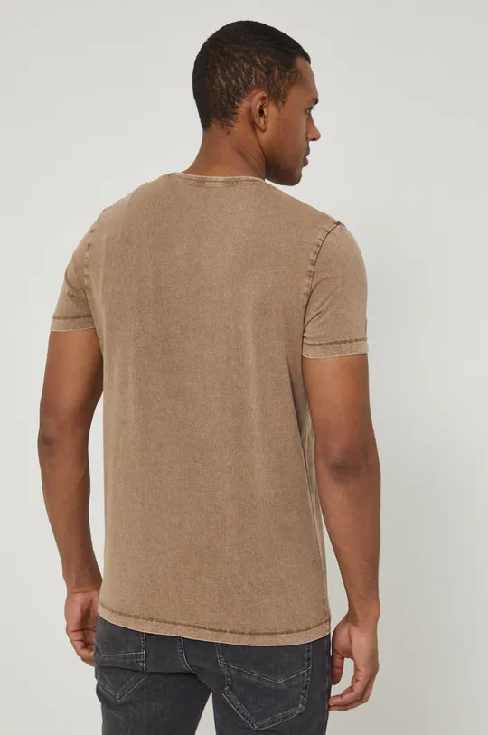 T-shirt bawełniany męski z nadrukiem beżowy 100 % Bawełna