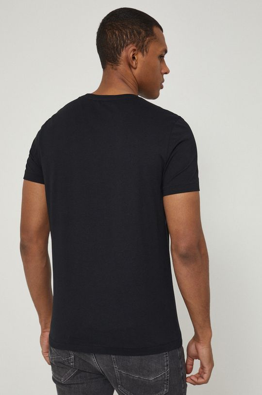 T-shirt bawełniany męski z nadrukiem czarny 100 % Bawełna