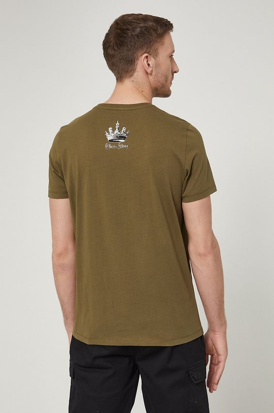 T-shirt bawełniany męski z nadrukiem zielony <p>100 % Bawełna organiczna</p>