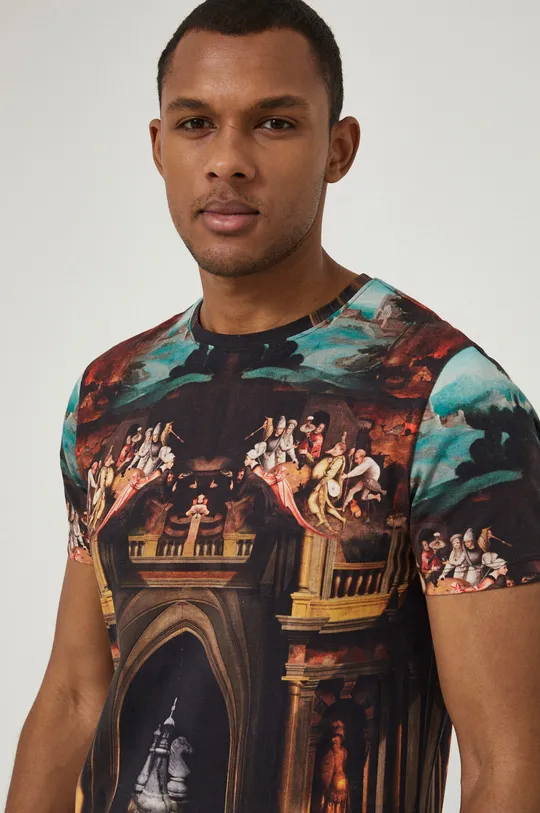 T-shirt bawełniany męski wzorzysty czarny Męski