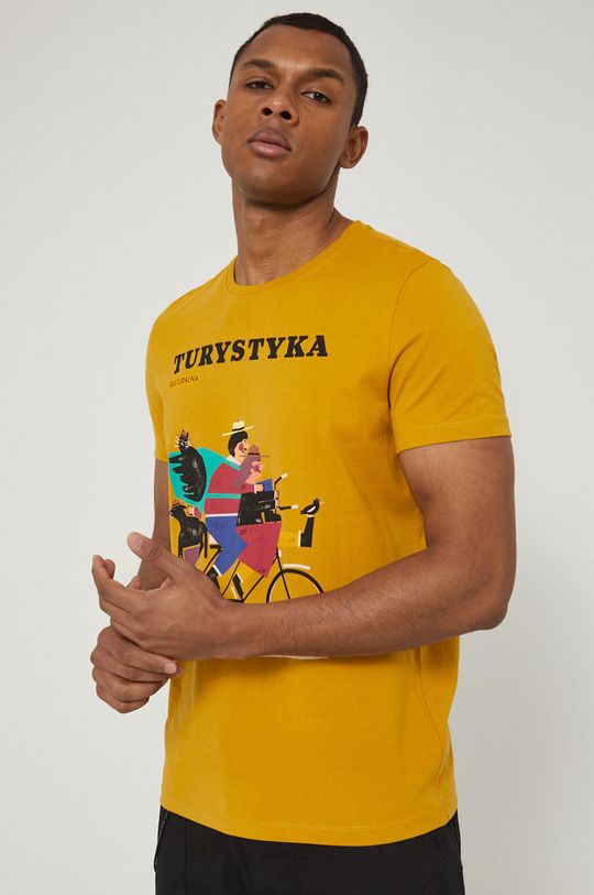 T-shirt z bawełny organicznej męski by Jakub Zasada żółty bursztynowy