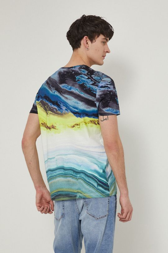 T-shirt bawełniany męski wzorzysty multicolor 100 % Bawełna