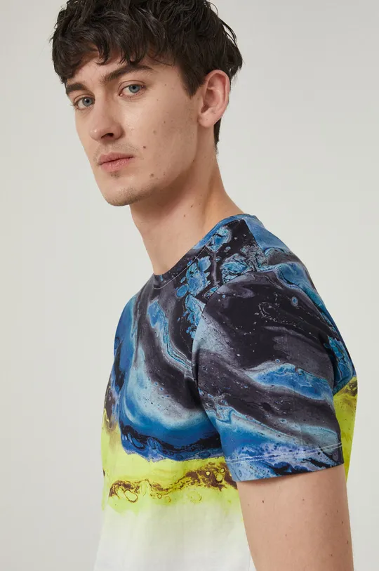 multicolor T-shirt bawełniany męski wzorzysty multicolor