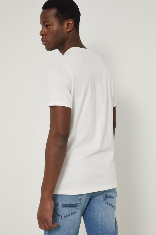 T-shirt bawełniany męski wzorzysty biały 100 % Bawełna