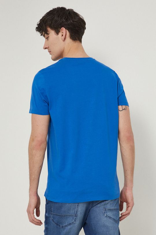 T-shirt męski z bawełny organicznej z nadrukiem niebieski <p>100 % Bawełna organiczna</p>