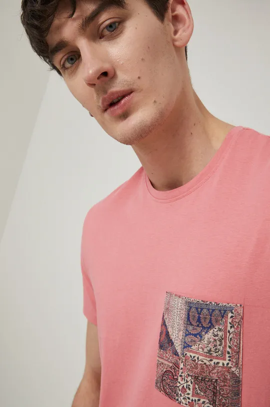 różowy T-shirt bawełniany różowy Męski
