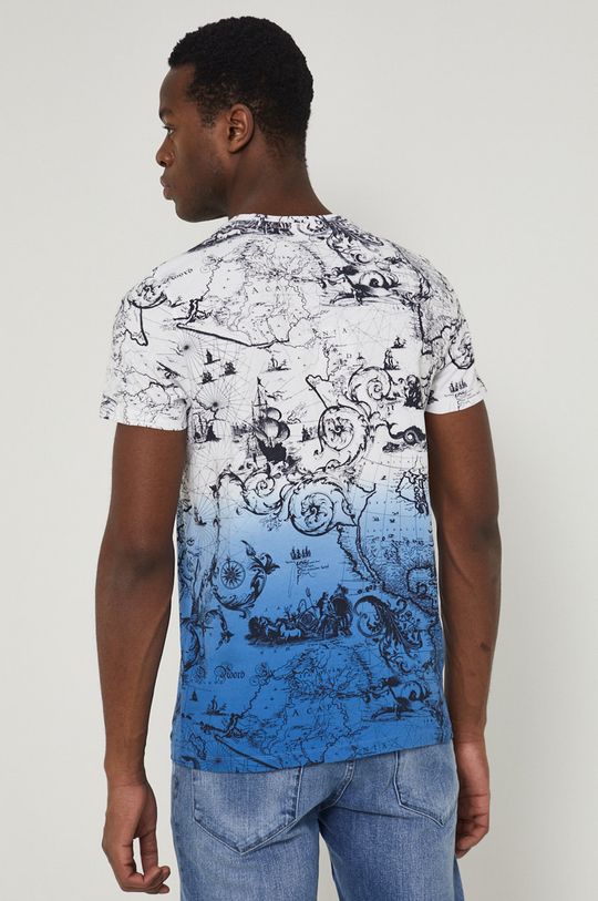 T-shirt bawełniany wzorzysty niebieski 100 % Bawełna
