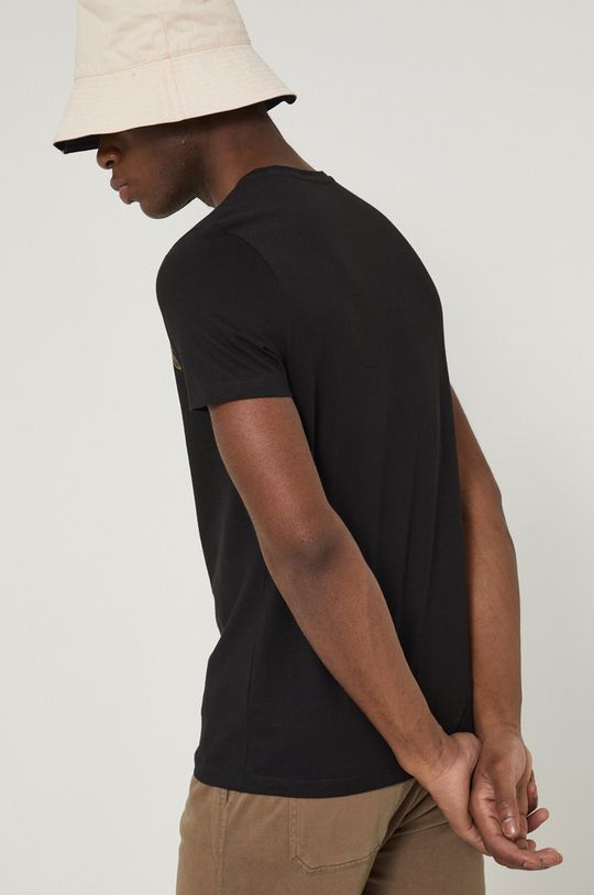 T-shirt męski z bawełny organicznej z nadrukiem czarny 100 % Bawełna organiczna