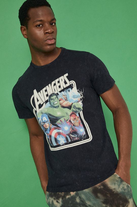 czarny T-shirt bawełniany męski Avengers czarny Męski