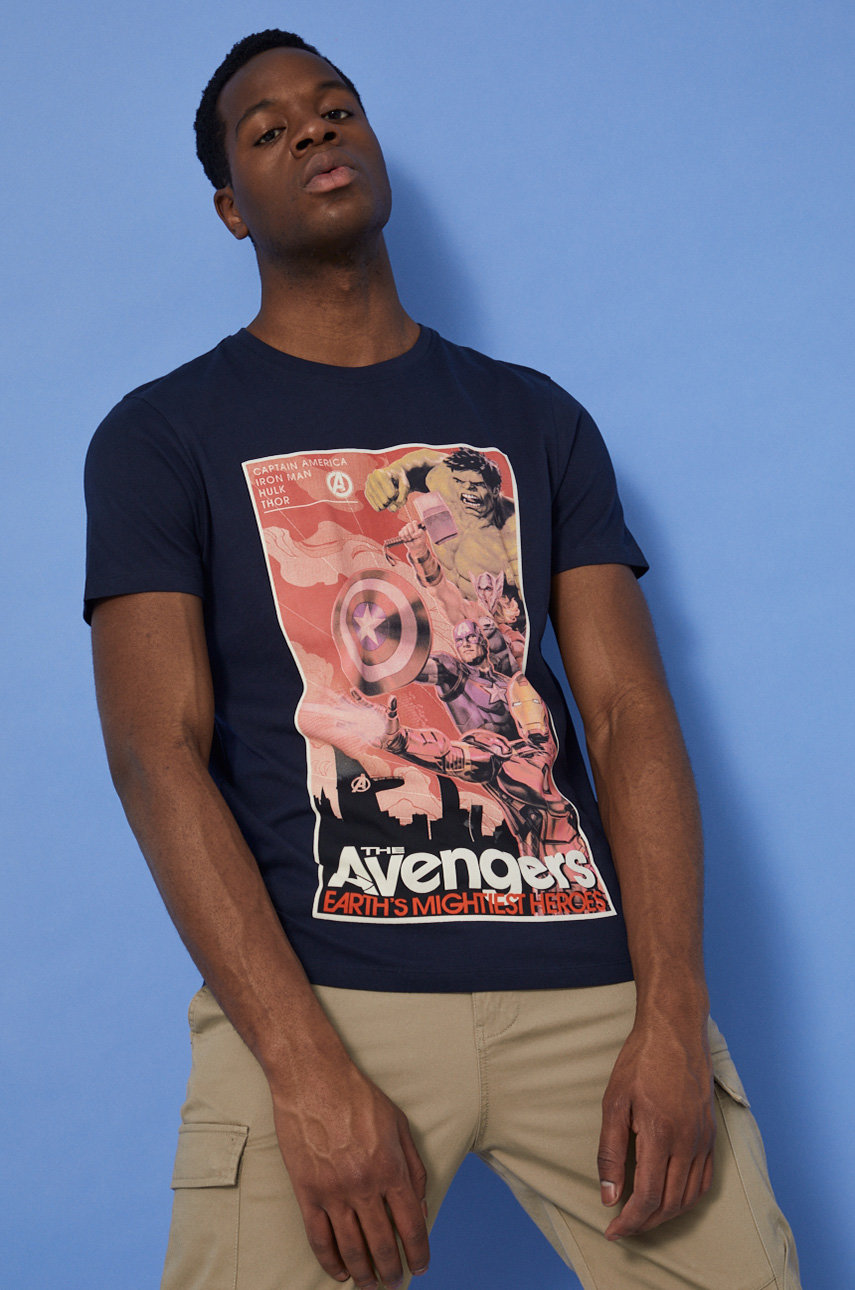 granatowy T-shirt bawełniany męski Avengers granatowy Męski