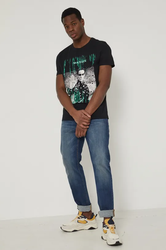T-shirt bawełniany męski Matrix czarny czarny