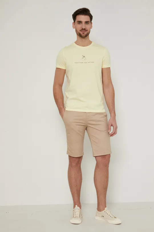 T-shirt męski z  bawełny organicznej żółty jasny żółty