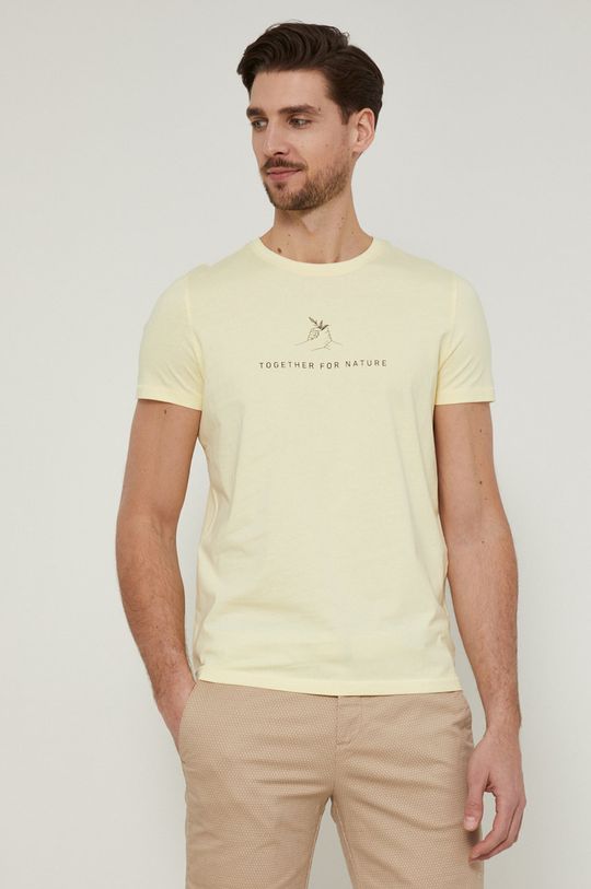 jasny żółty T-shirt męski z  bawełny organicznej żółty
