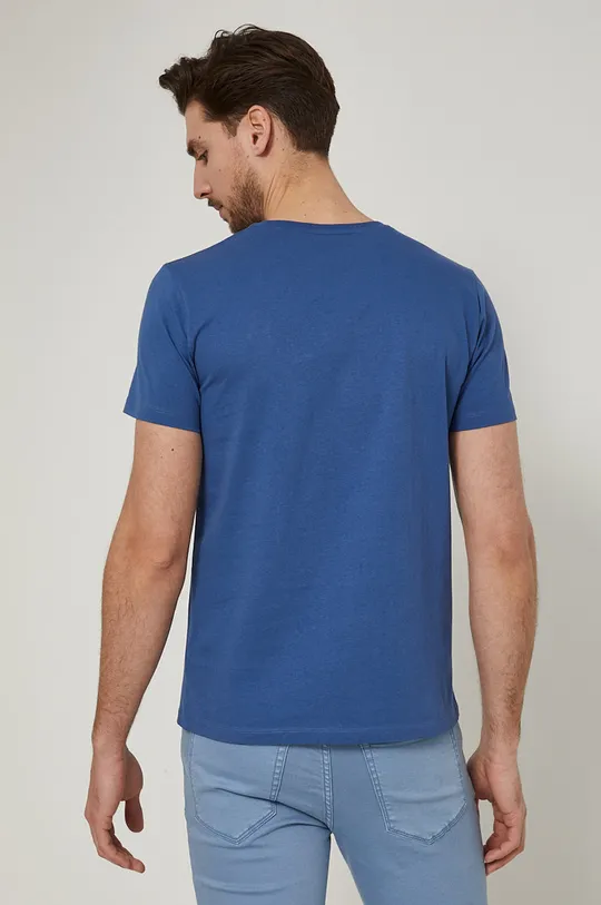 T-shirt bawełniany męski z nadrukiem niebieski 100 % Bawełna