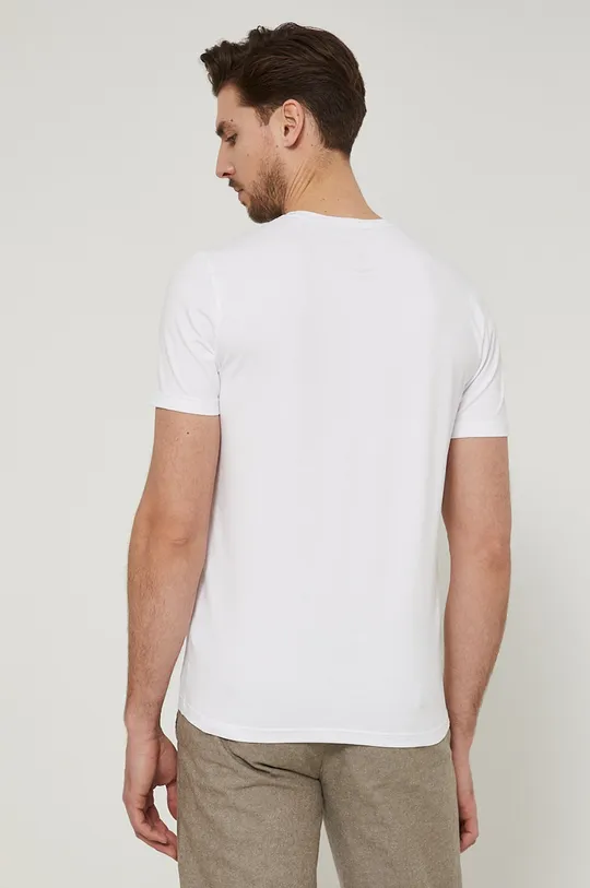 T-shirt bawełniany męski z nadrukiem z domieszką elastanu biały 95 % Bawełna, 5 % Elastan