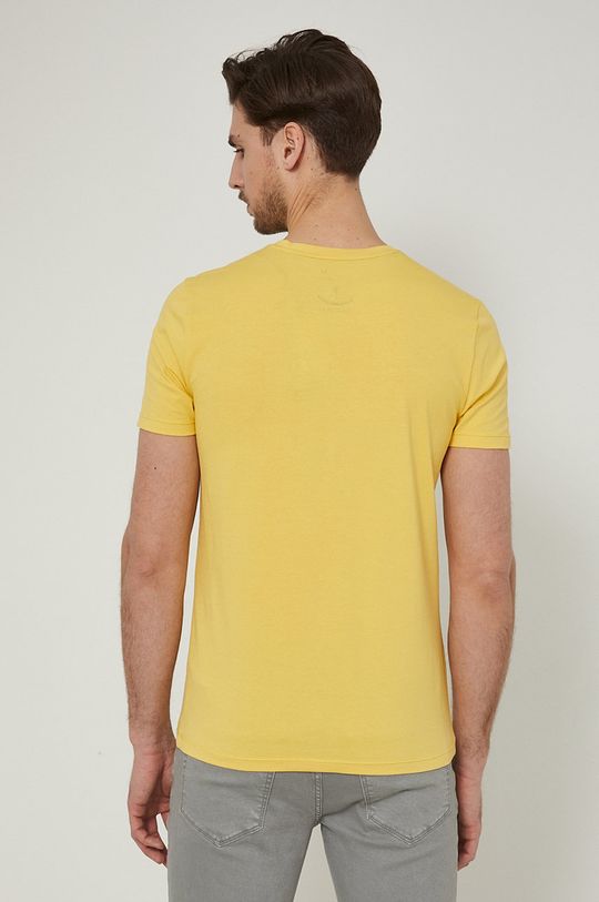 T-shirt męski z nadrukiem żółty 95 % Bawełna, 5 % Elastan