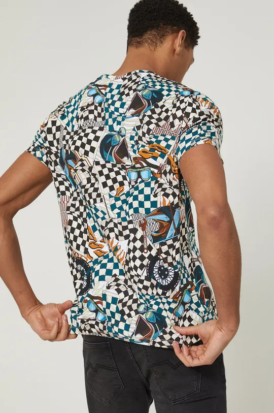T-shirt bawełniany męski wzorzysty multicolor 100 % Bawełna