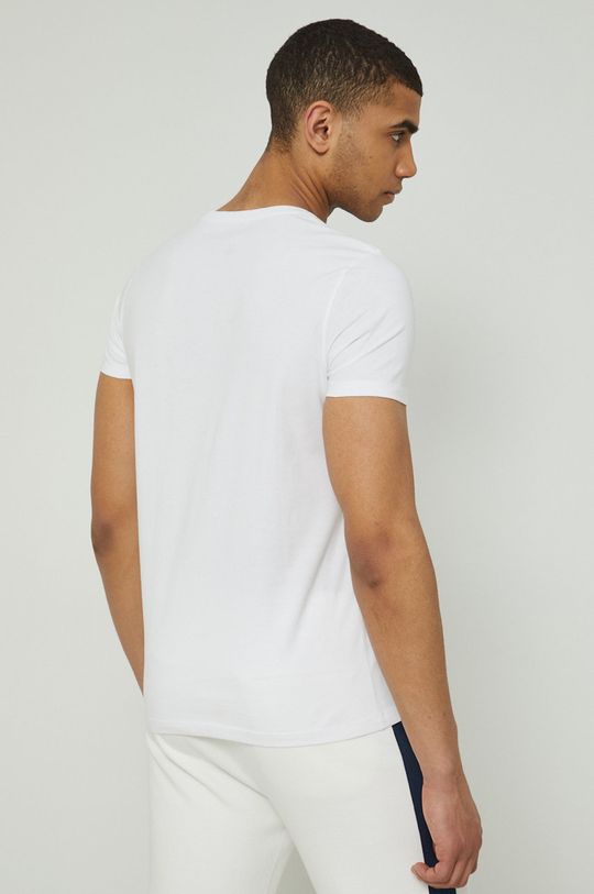 T-shirt bawełniany męski z nadrukiem biały <p>100 % Bawełna organiczna</p>