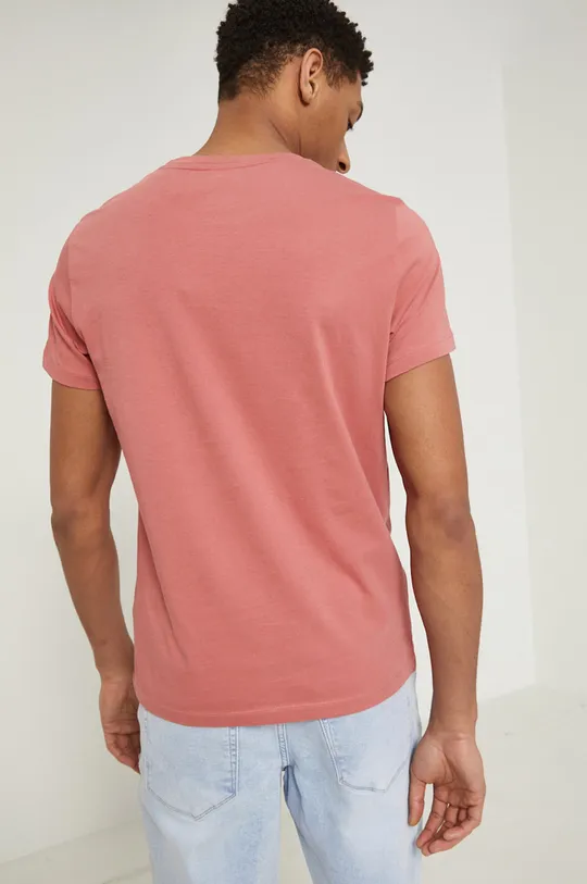 T-shirt bawełniany męski z nadrukiem różowy 100 % Bawełna