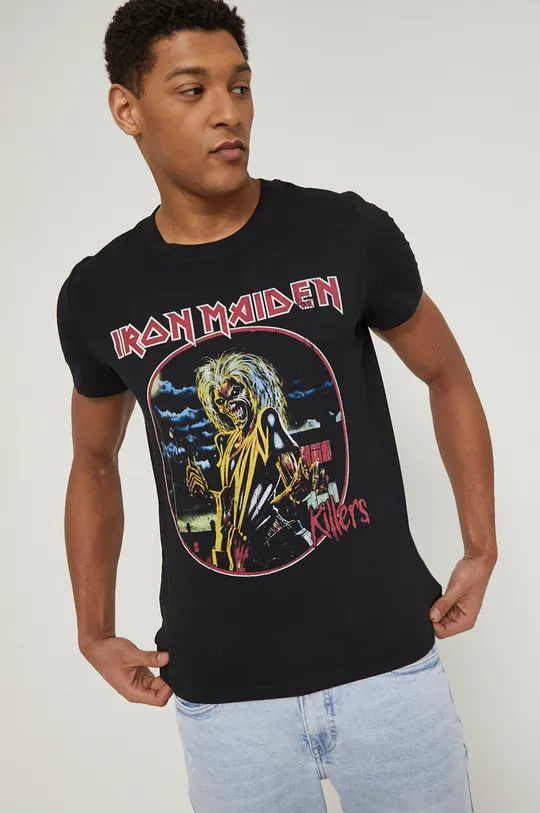 czarny T-shirt bawełniany męski Iron Maiden czarny