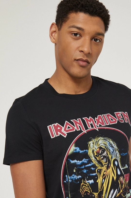 T-shirt bawełniany męski Iron Maiden czarny Męski