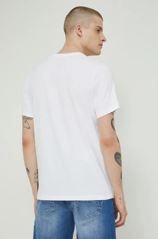 T-shirt męski z nadrukiem biały 95 % Bawełna, 5 % Elastan