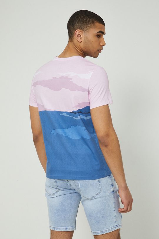 T-shirt bawełniany męski wzorzysty różowy 100 % Bawełna
