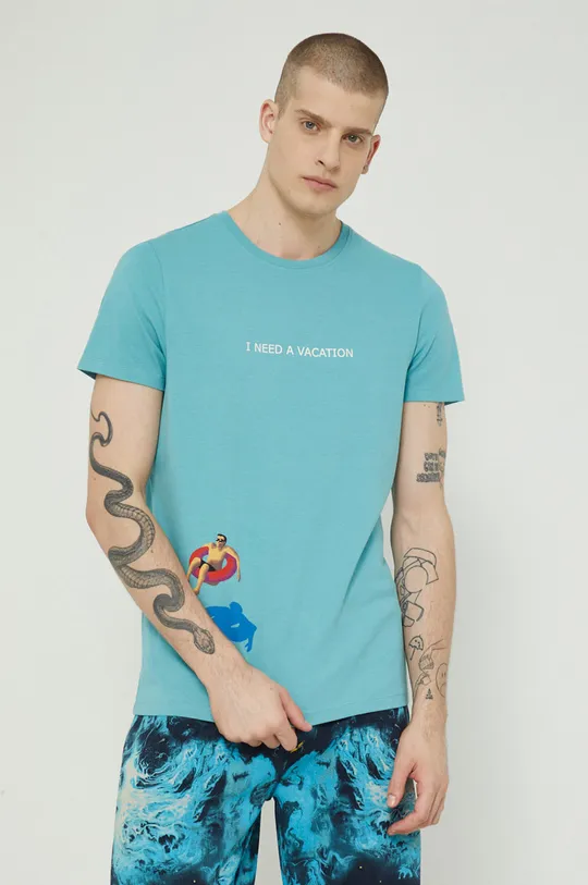tyrkysová Bavlnené tričko pánsky SailFlow Pánsky