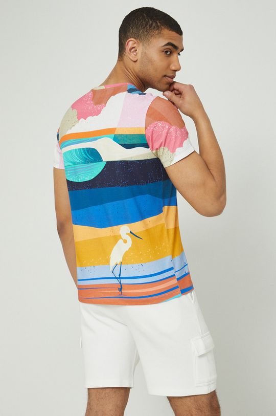 T-shirt bawełniany męski z cyfrowym nadrukiem multicolor 100 % Bawełna