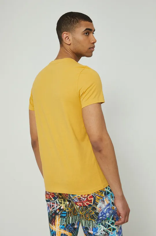 Odzież T-shirt z bawełny organicznej męski z nadrukiem żółty RS22.TSM925 żółty