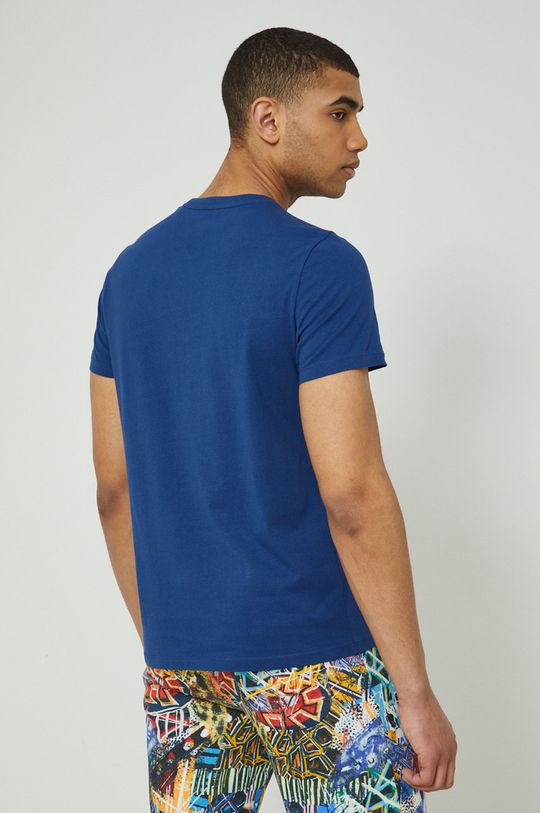 T-shirt z bawełny organicznej męski z nadrukiem niebieski <p>100 % Bawełna organiczna</p>