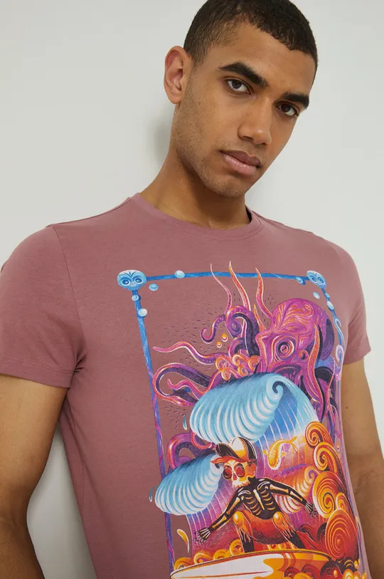 T-shirt bawełniany męski by Alex Pogrebniak różowy Męski