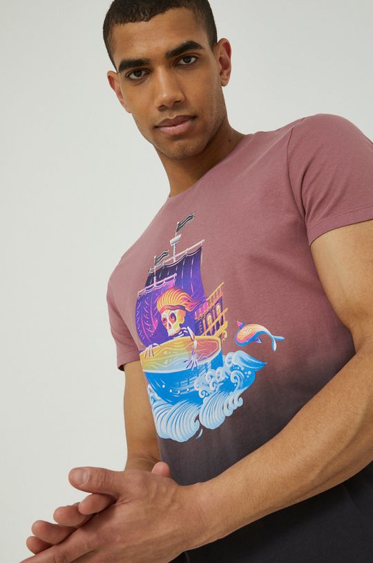 T-shirt bawełniany męski by Alex Pogrebniak różowy Męski
