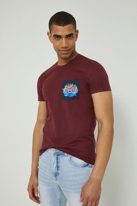 T-shirt bawełniany męski by Alex Pogrebniak bordowy fioletowy