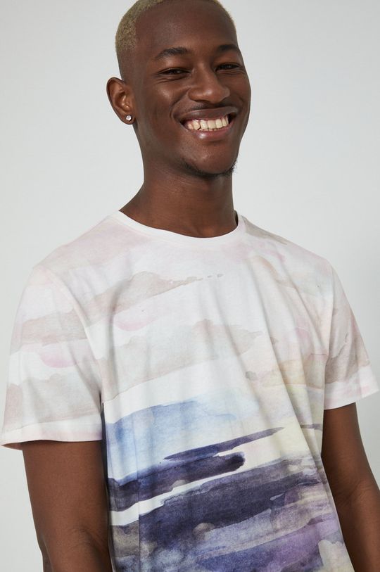multicolor T-shirt bawełniany męski wzorzysty multicolor