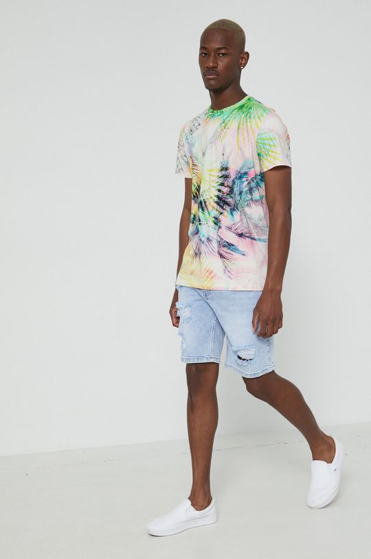 T-shirt bawełniany wzorzysty multicolor multicolor