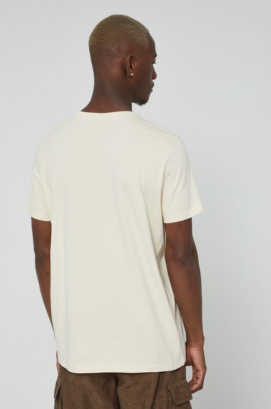 T-shirt z bawełny organicznej męski z nadrukiem beżowy <p>100 % Bawełna organiczna</p>