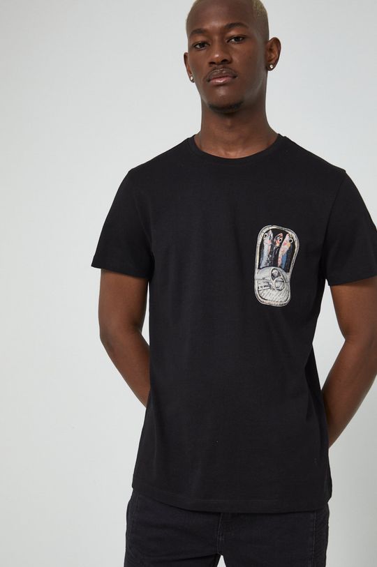 czarny T-shirt bawełniany męski Projekt: Wakacje czarny Męski